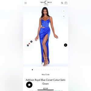 Addison Royal Blue Corset cutout satin 
Original Price: 239$